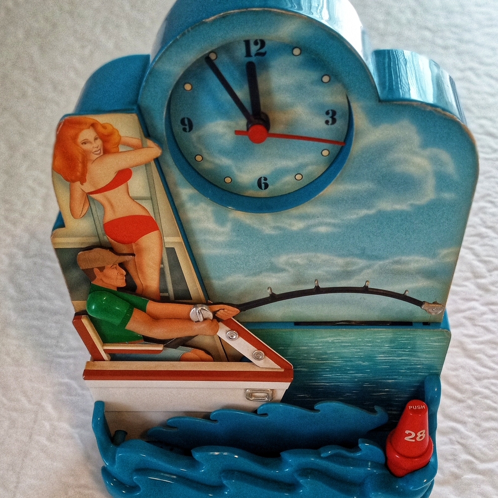 Retro Nautical Clock with Blue and Red Accents